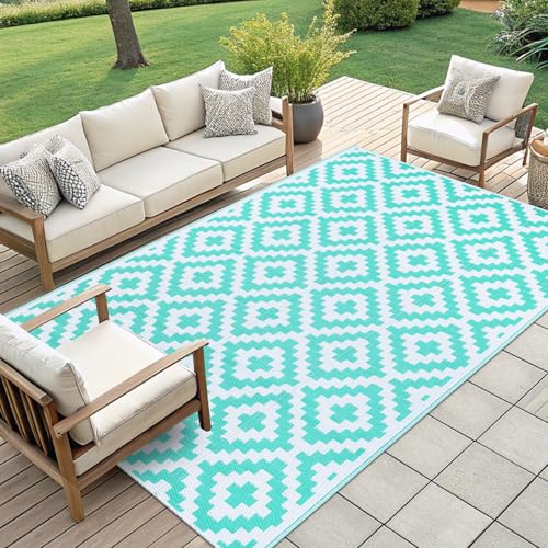 Waterproof Outdoor Rug 5x8 ft, Reversible Plastic Straw Patio Mat Z2613
