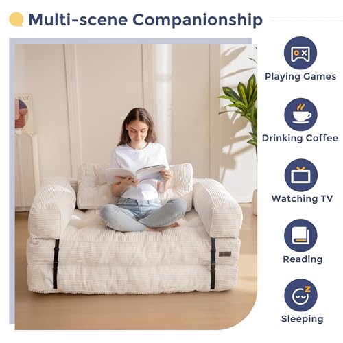 Folding Sofa Bed, L-Shaped Convertible Sleeper Couch with Armrest and Pillow, Dark Grey M375676