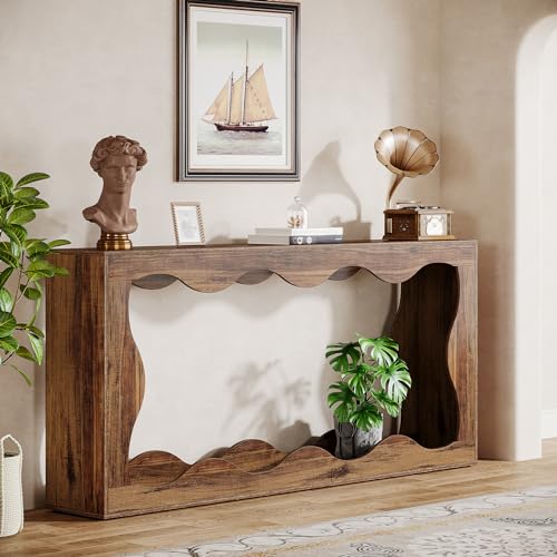 Farmhouse Console Table with Storage, Couch Table Behind Sofa, Narrow Hallway Stand, Brown K521