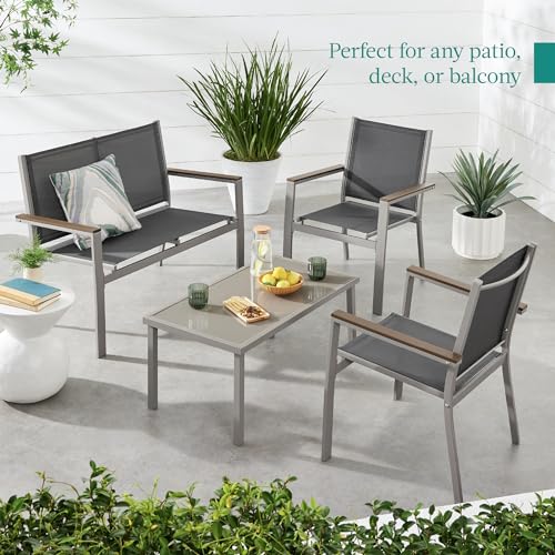 Outdoor Textilene Patio Conversation Set with Loveseat and Coffee Table V736