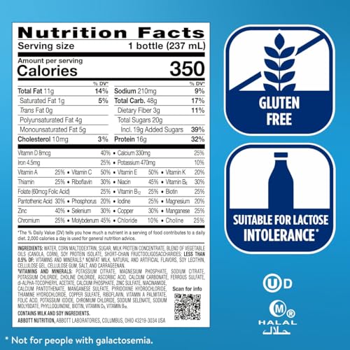 Milk Chocolate Nutrition Shake with Fiber, Meal Replacement, 8 fl oz, 24 Pack V4255