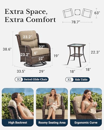 Outdoor Wicker Conversation Set with Cushions, 7 Pieces P4930