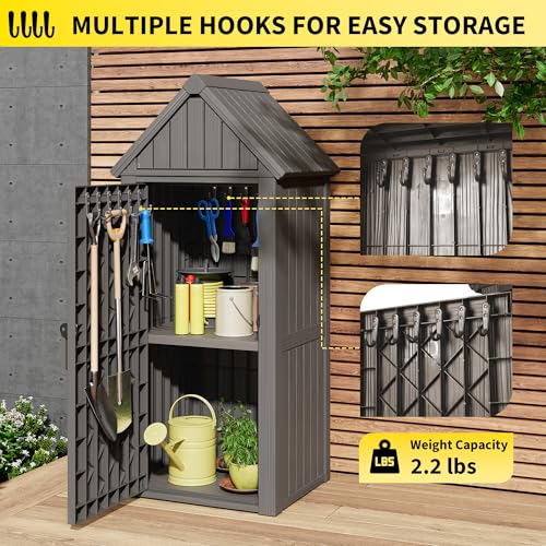 Outdoor Resin Storage Shed with Removable Shelves and Lock X97920