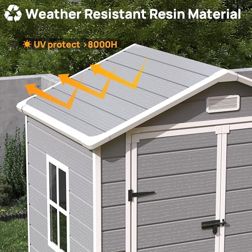 Outdoor Storage Shed with Floor, Lockable Door & Window, Waterproof Tool Shed M47080