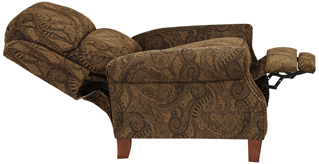 Warm Brown Paisley Patterned Fabric Recliner Chair with Push Manual Reclining Footrest A728877