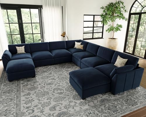 Extra Large Modular Sectional Sofa, 4-Seater L Shaped Couch, Velvet Convertible for Living Room L139