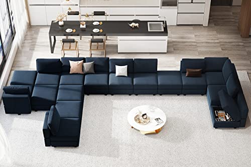 Modular Velvet Sectional Sofa with Chaise Lounge and Storage X4138