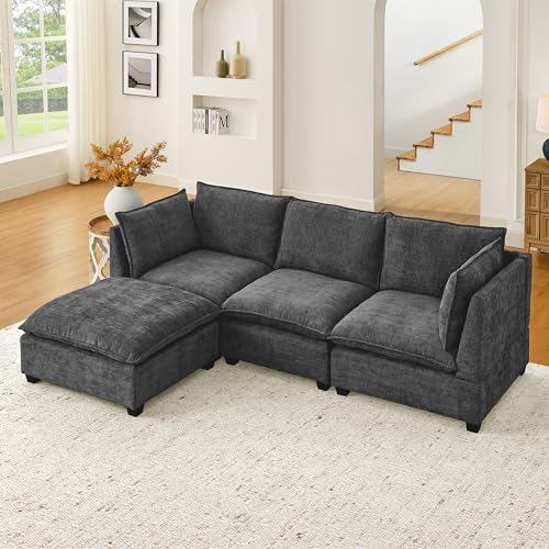 Modular Sectional Sofa with Ottoman, U-Shaped Lounge Couch H930