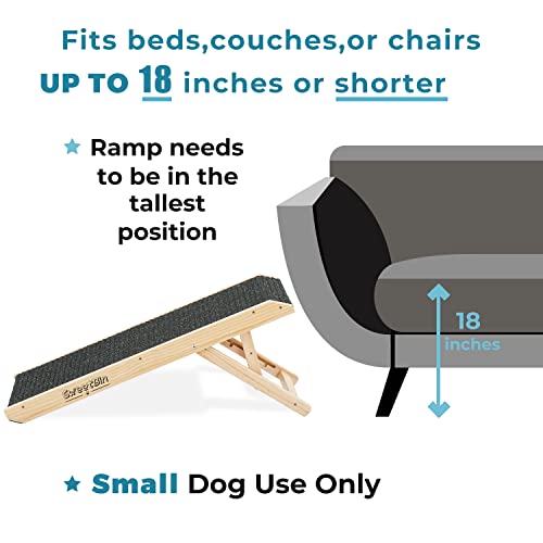Adjustable Wooden Pet Ramp for Small Dogs, Folding with Non-Slip Carpet Surface B695