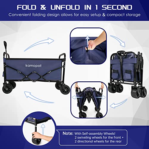 Folding Utility Wagon Cart with Wheels and Cupholders Y414202