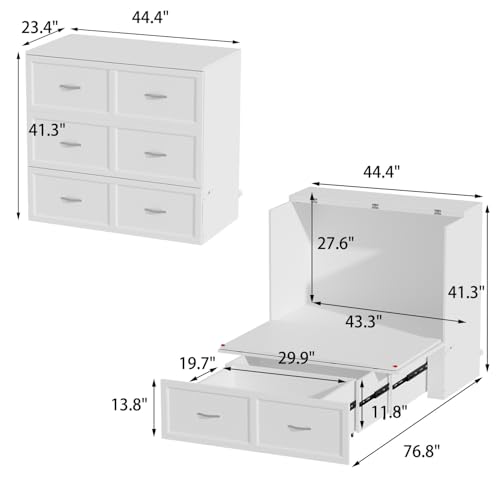 Twin Murphy Bed with Charging Station and Drawer R7073