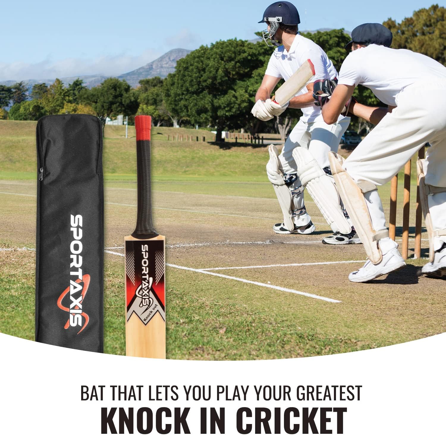 Wooden Kashmir Willow Cricket Bat with Foam-Padded Bag W2153