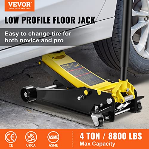 4 Ton Low Profile Steel Racing Floor Jack with Dual Pistons Quick Lift Pump X690