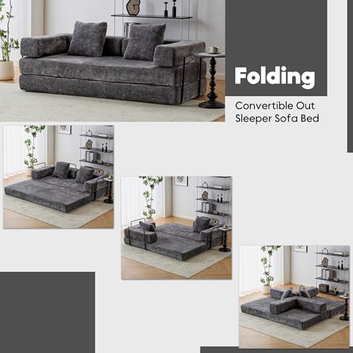 Corduroy Convertible Sleeper Sofa Bed with Pillow, Beige O72530