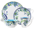 Elama Spring Bloom 16 Piece Round Porcelain Dinnerware Set