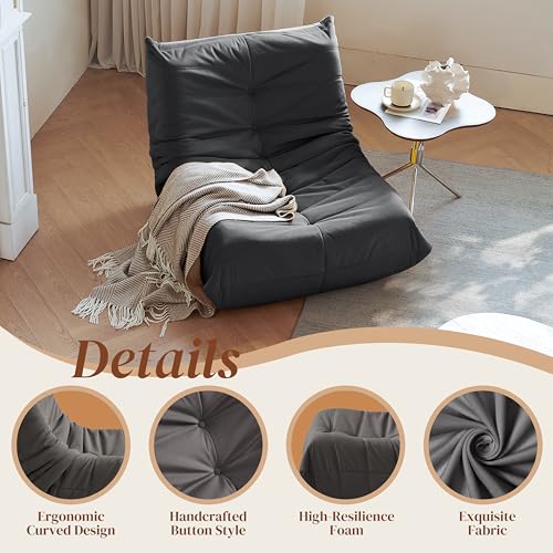 Bean Bag Chair for Adults, Suede & Microfiber Corner Lounge Sofa, 3-Seater, Beige F9802
