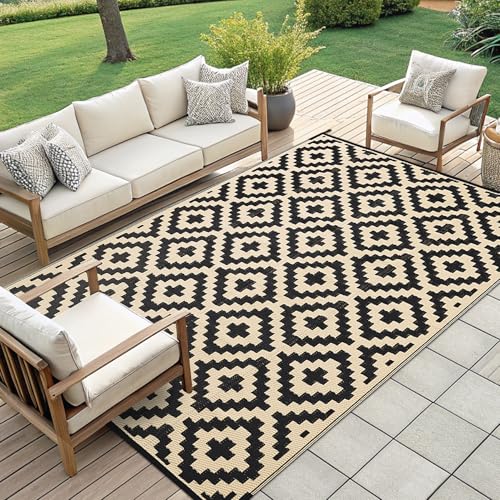Waterproof Outdoor Rug 5x8 ft, Reversible Plastic Straw Patio Mat Z2613