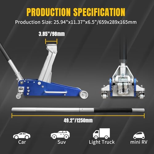 2.5 Ton Trolley Jack with Carrying Case Hydraulic Low Profile Floor Jack for Cars C877326