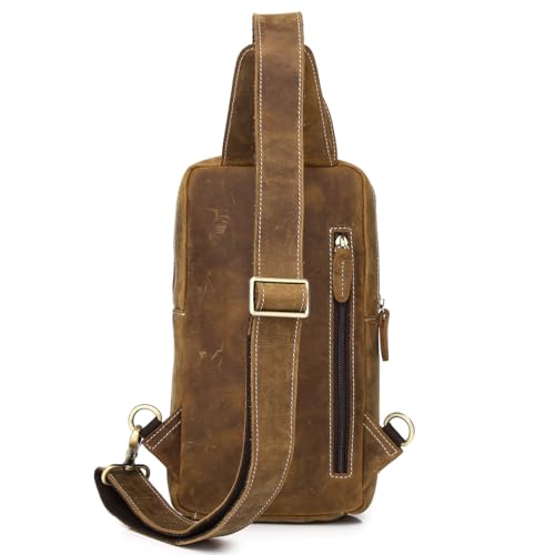 Genuine Leather Sling Backpack Crossbody Shoulder Bag for Travel Y1231