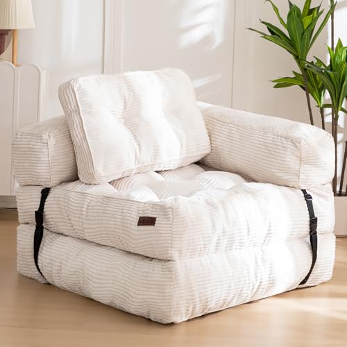 Folding Sofa Bed, L-Shaped Convertible Sleeper Couch with Armrest and Pillow, Dark Grey M375676