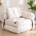 Folding Sofa Bed, L-Shaped Convertible Sleeper Couch with Armrest and Pillow, Dark Grey M375676