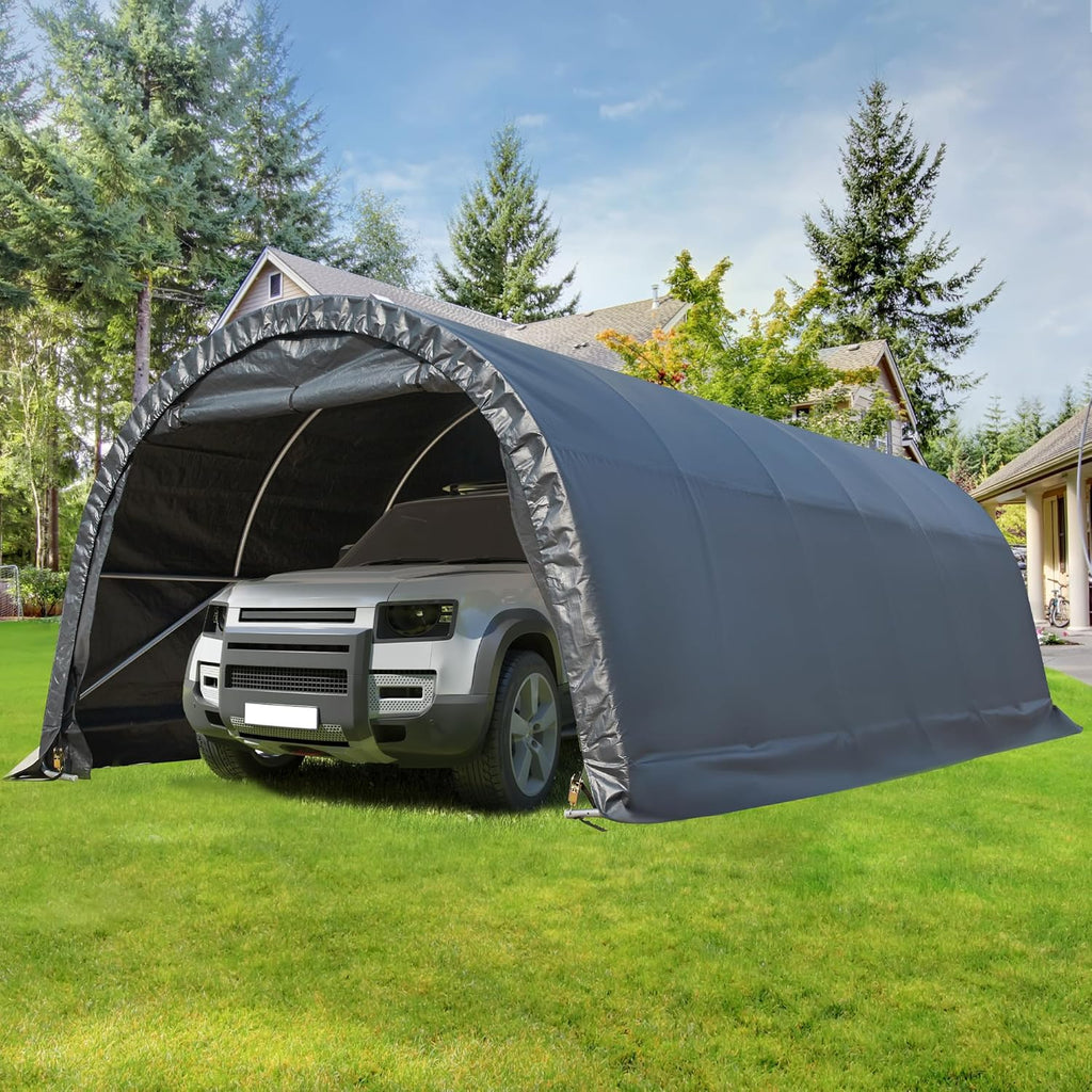Heavy Duty Portable Carport with All-Steel Frame and Round Roof P8283