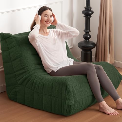 Bean Bag Chair for Adults with Memory Foam, Black Plush X409228
