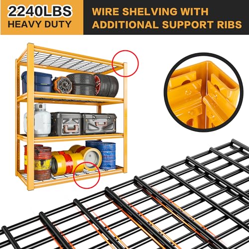 40" W Garage Shelving 2240 LBS Storage Shelves Adjustable Metal Heavy Duty 4 Tier R5651