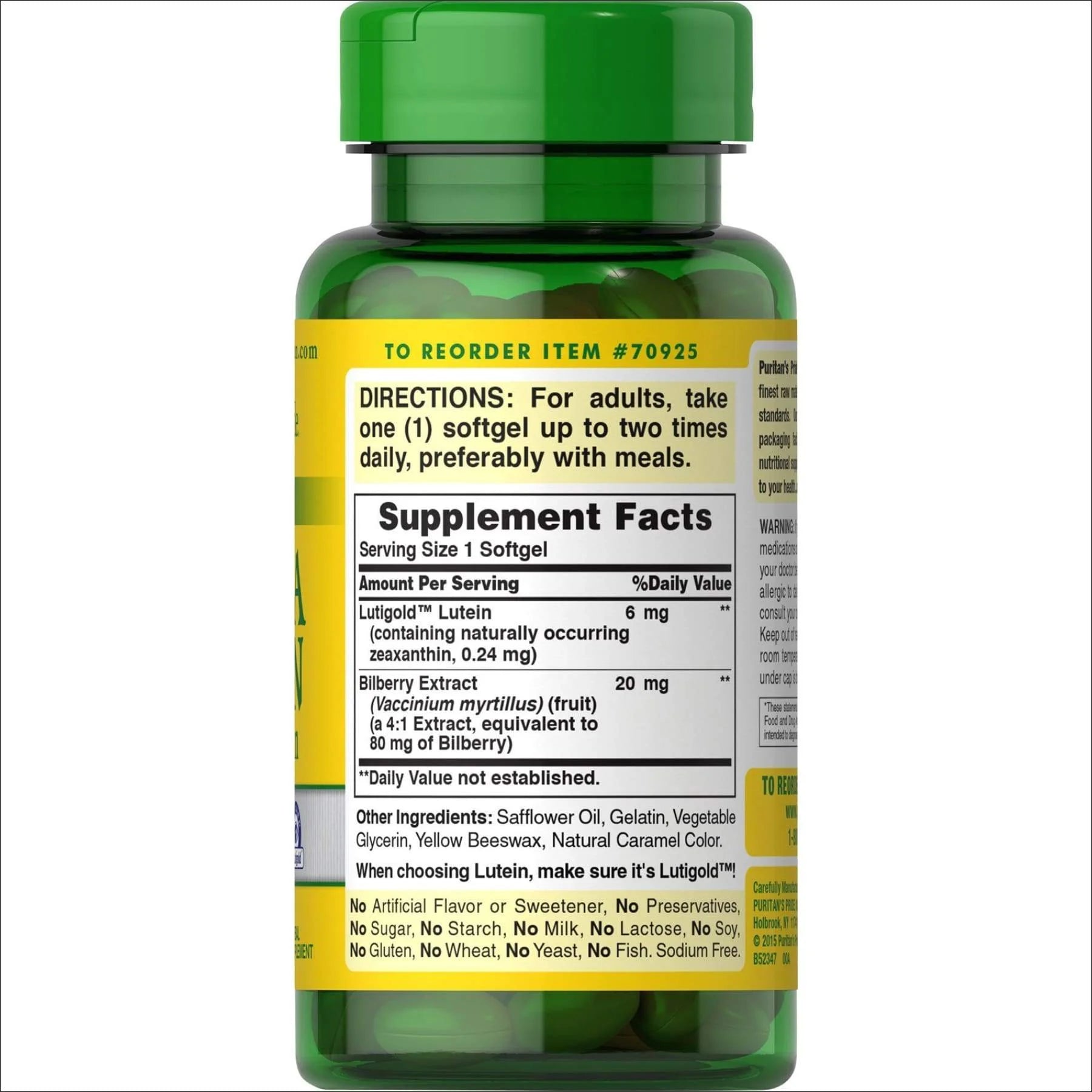 Lutein and Bilberry Softgels, 240 Count G7679