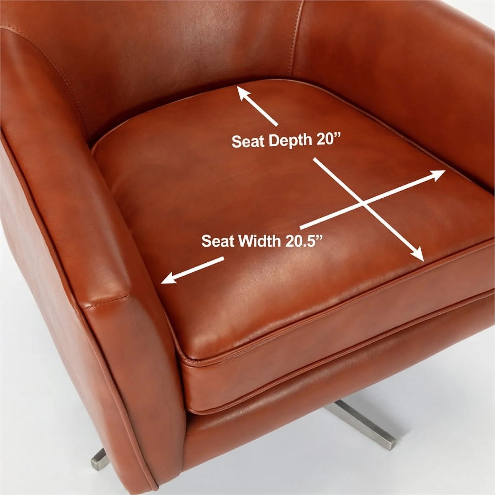 Mid-Century Faux Leather Swivel Armchair H237