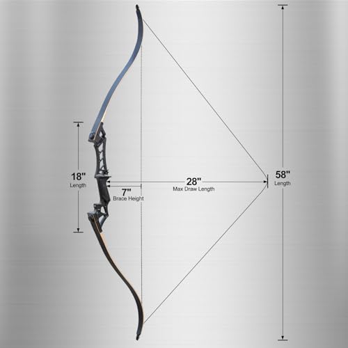 58" Takedown Recurve Bow and Arrow Set for Adults Beginners, Right Hand, 30-70lb R207948