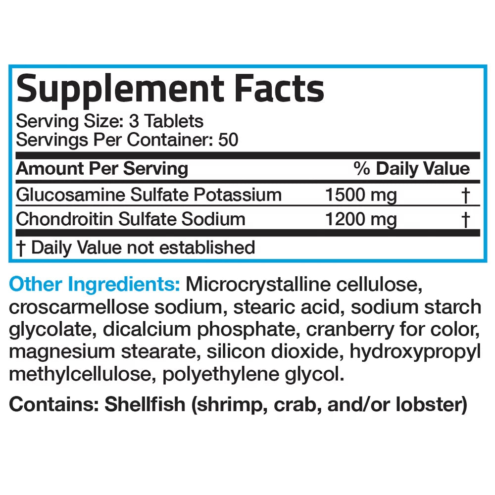 Glucosamine 1500 mg and Chondroitin 1200 mg Joint Support, 150 Tablets S9348