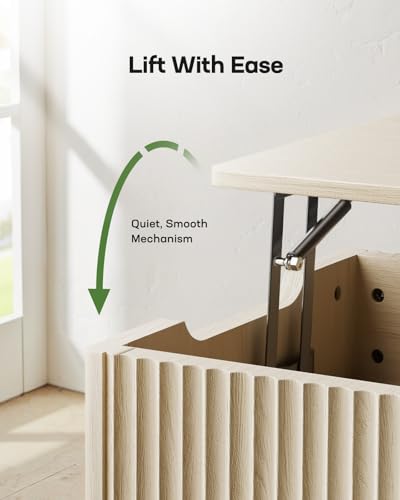Lift Top Coffee Table with Open and Hidden Storage, Modern Fluted Design S200567