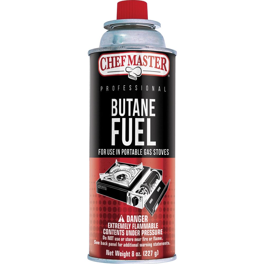 ChefMaster 40062B Pack Of 12-8oz Butane Fuel Cans