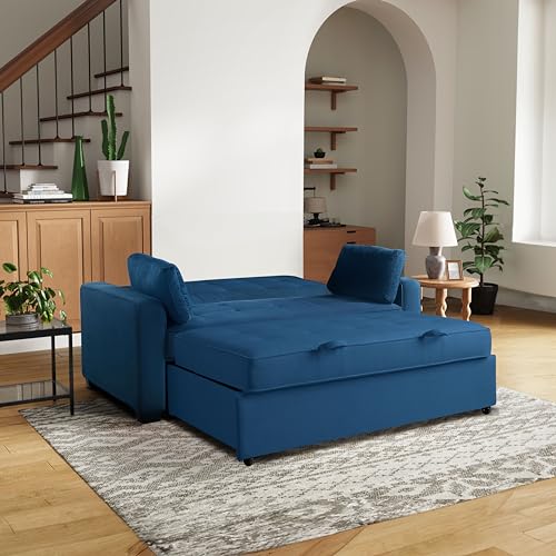 Convertible Sleeper Sofa, Queen Size, Navy Q5867