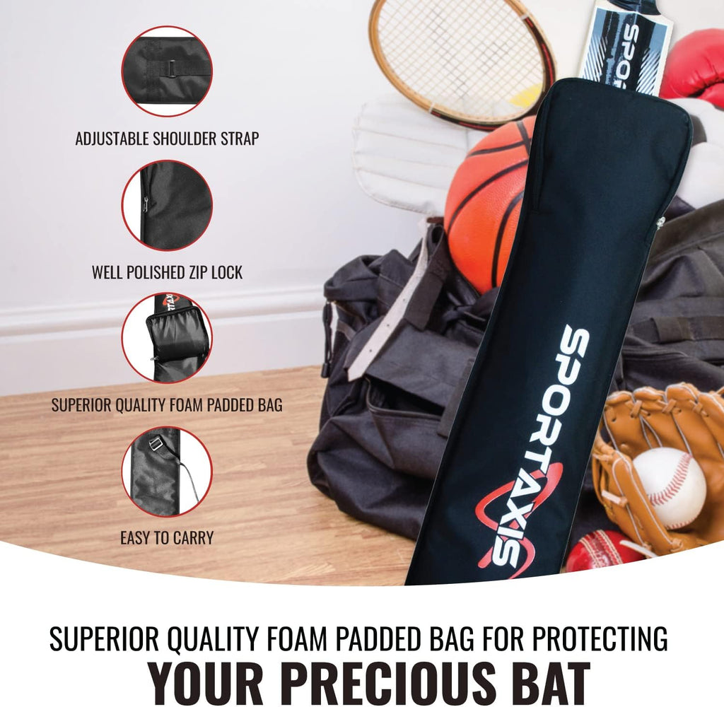 Wooden Kashmir Willow Cricket Bat with Foam-Padded Bag W2153