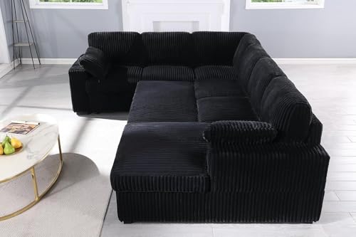 Oversized U Shaped Sleeper Sectional Sofa with Storage Chaise U17322