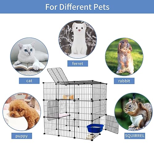 3-Tier Cat Cage Indoor Enclosure DIY Catio Detachable Metal Wire Kennel Q3460
