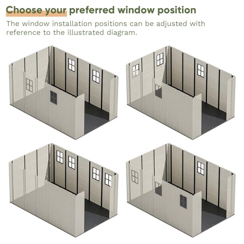 Outdoor Plastic Storage Shed with Floor, Window and Lockable Door A4787