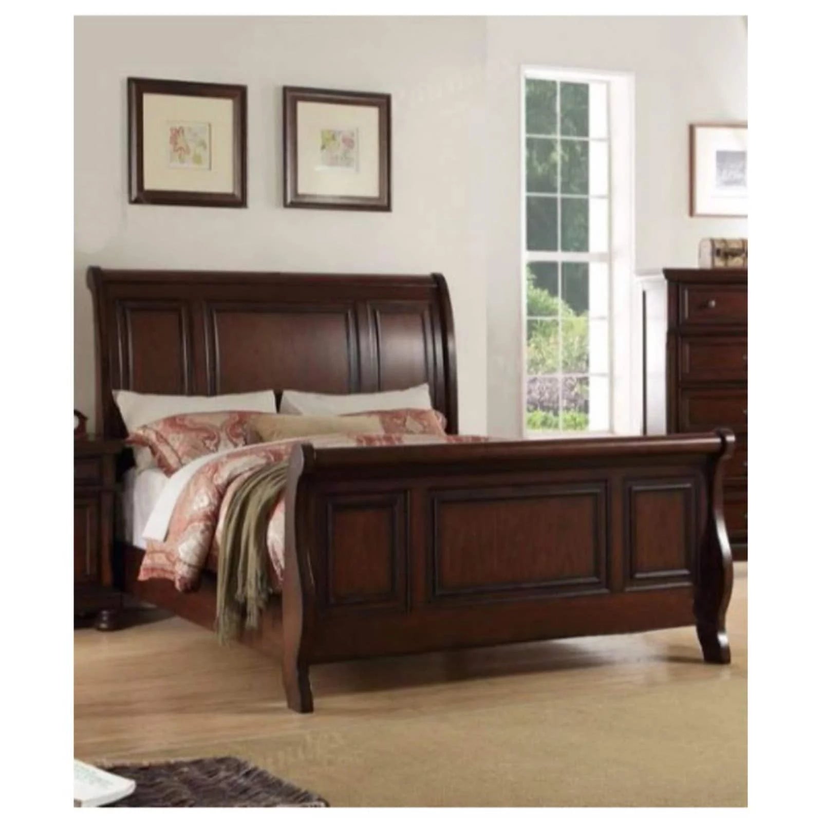 Antique Cherry Wooden Queen Bed Q9821