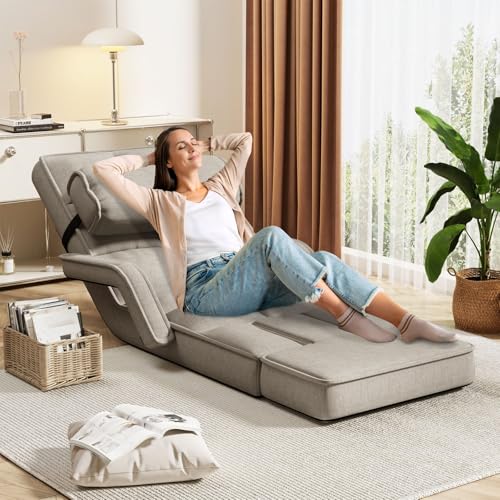 Folding Floor Chair with Adjustable Backrest, Portable Recliner Seat for Adults N6716