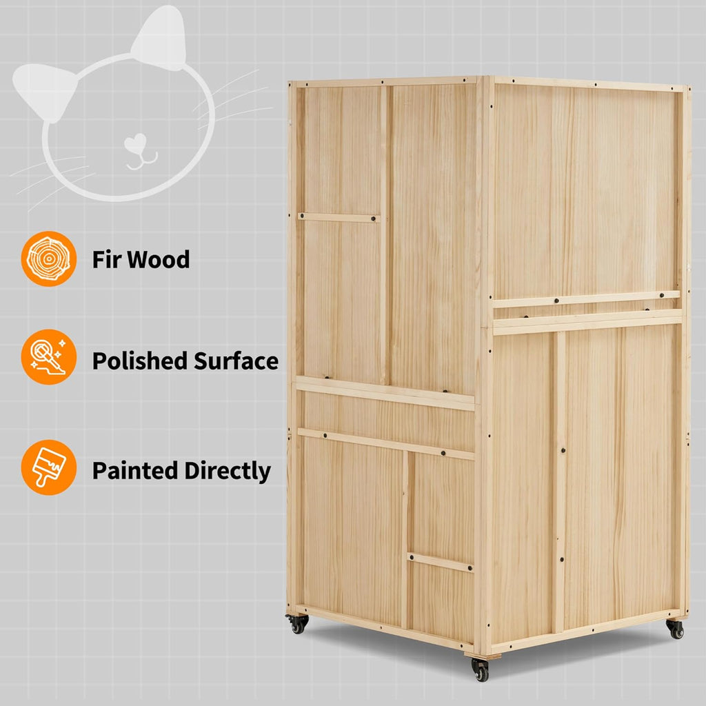 Large Corner Cat House with Scratching Post and Escape Doors W612352