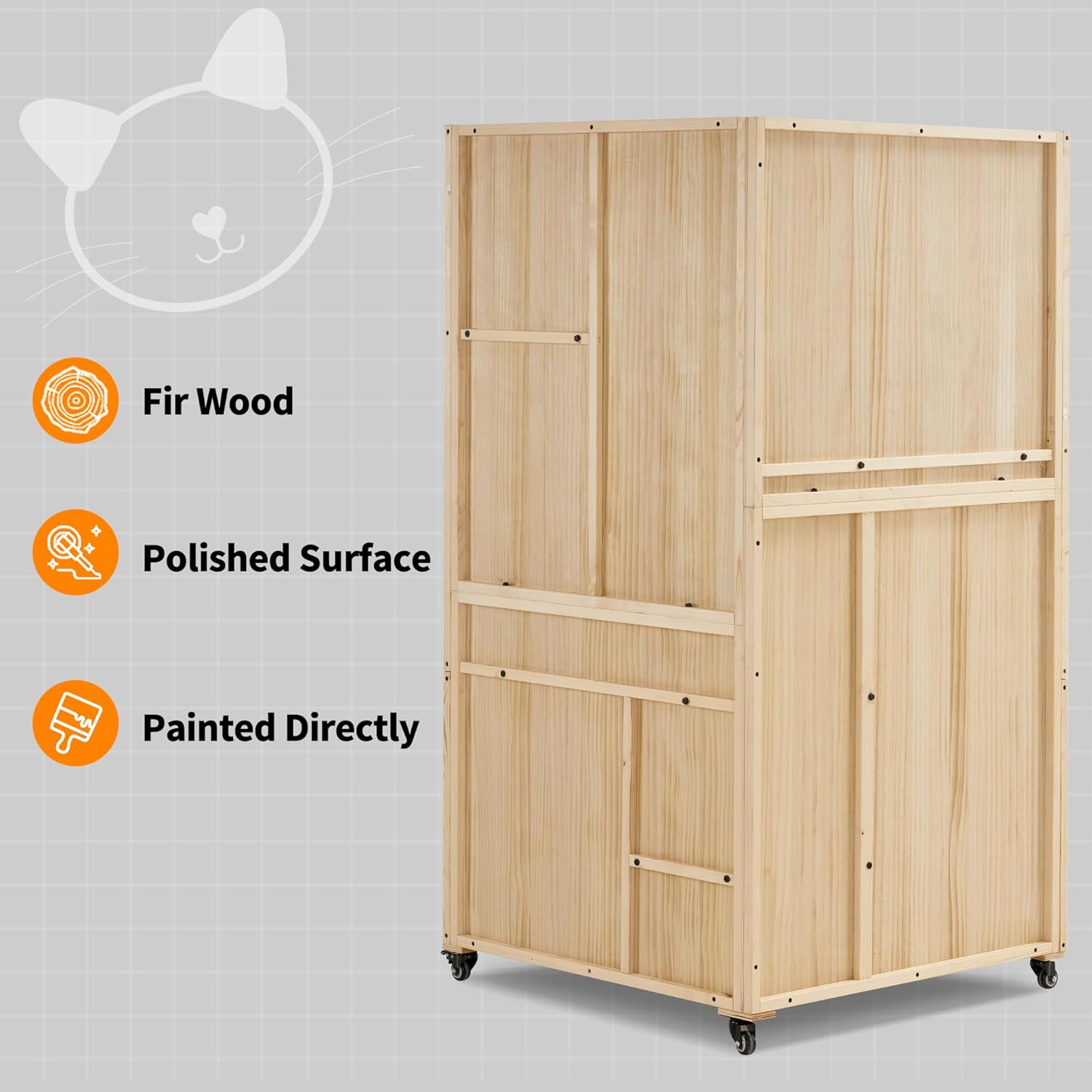 Large Corner Cat House with Scratching Post and Escape Doors W612352