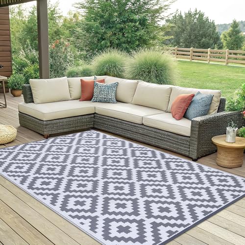 Waterproof Outdoor Rug 5x8 ft, Reversible Plastic Straw Patio Mat Z2613