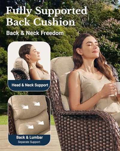 Outdoor Wicker Conversation Set with Cushions, 7 Pieces P4930