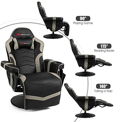 Massage Gaming Chair with Adjustable Backrest and Footrest G669073