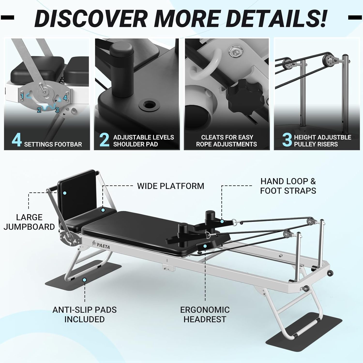 Foldable Pilates Reformer with Dual Resistance for Home Use S62081