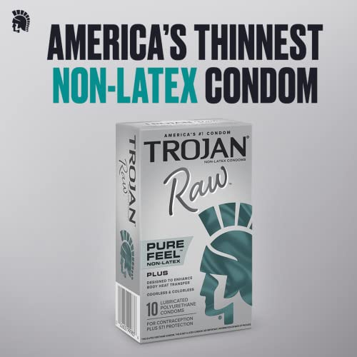 BareSkin Raw Thin Condoms 24 Count with Non-Latex Lubricated Pure Feel Condoms 10ct L6278