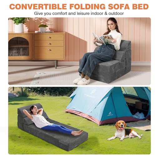 Folding Sofa Bed Convertible Sleeper Chair with Back Support I89003