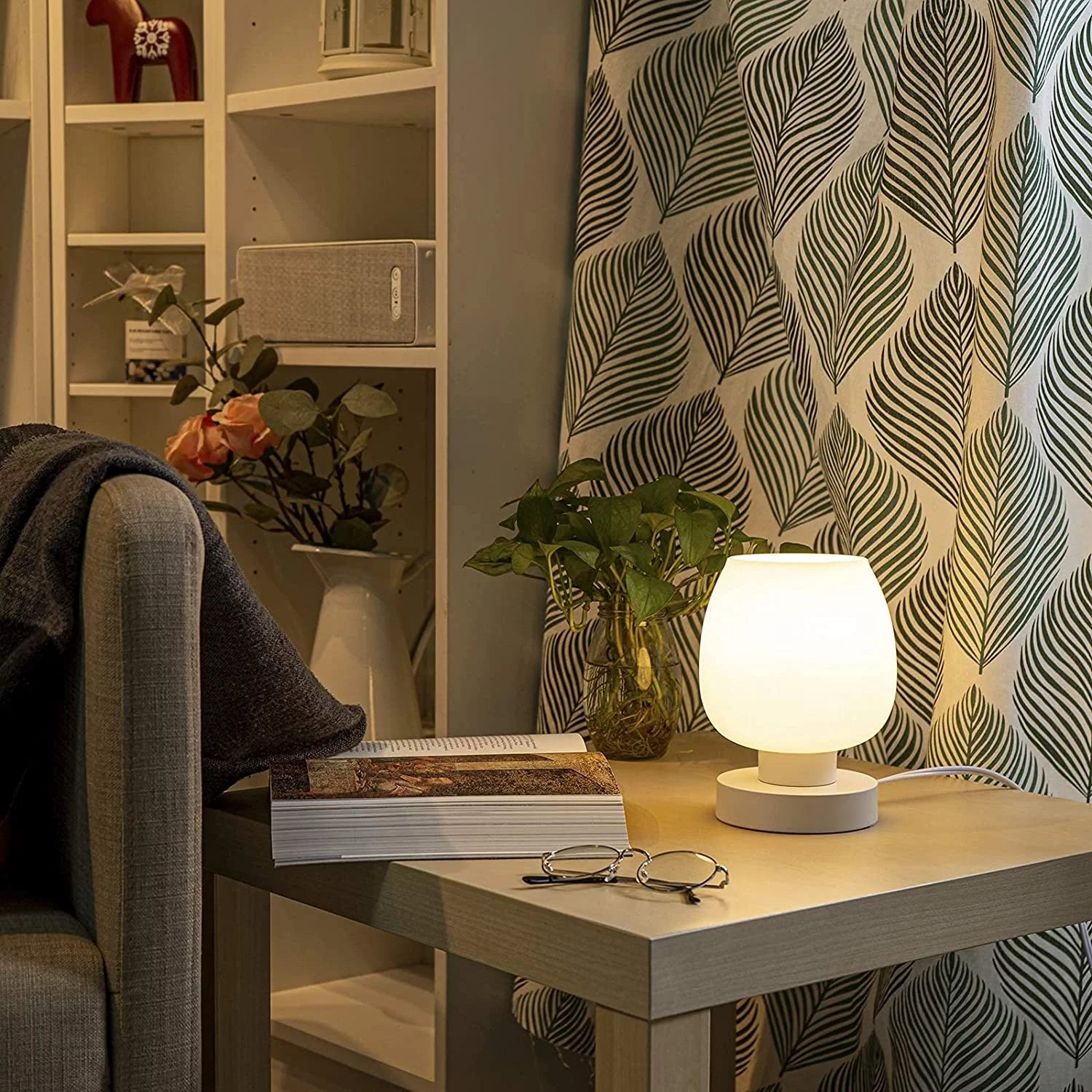 Touch Control Table Lamp with Glass Shade, 3-Way Dimmable H98034